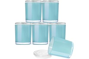Amorxiao 6 Pack 14.4 OZ Blue Glass Candle Jars with Sealing Ring Covers for Making Candles, Large Empty Candle Tins, Bulk Candle Containers, Dishwasher Safe