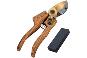 Sécateur de Jardin Professionnel Nopalia, Lame en Acier Japonais de Précision, Poignée en Bois Ergonomique, Pierre à Aiguiser