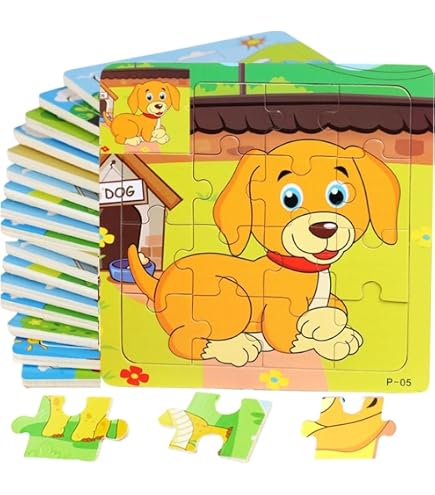 Lot de 3 Puzzles 24 PCS Bois Animaux d'Ici et d'Ailleurs | Mes Jouets en Bois
