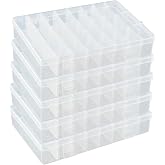 DSM-Verbindungstechnik Sorting Box with 24 Adjustable Compartments Plastic Storage Box Organiser Assortment Box Bead Box - Pack of 5