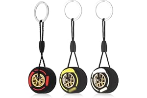 HOMEK Porte-Clés Pneu, Porte-Clés Voiture de F1 Homme Femme, Porte-Clés en Caoutchouc avec Moyeu, Pendentifs Porte-Clés Créatif pour Voiture Maison Bureau Clés