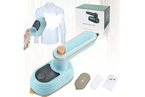 ZAKVOP travel iron, clothing steamer handheld, travel steamer,mini cloth steamer, steamer iron,steamer travel iron,steam handheld iron(30s quick heating, 50ml water tank, 90° and 180° Rotating)-light blue