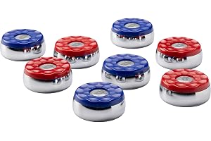Shuffleboard pucks, set med 4 blå och 4 röda puckar