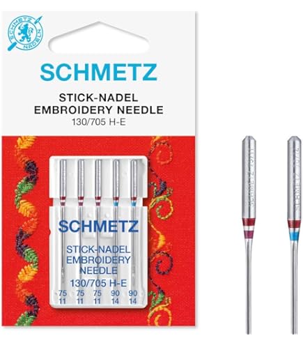 Schmetz Aghi Per Macchina Da Ricamo 75/11 – 5 Pezzi, Punta Fine In Metallo