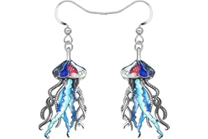 LONYOO émail Animaux Marins Boucles d'oreilles Requin Boucles d'oreilles Pieuvre Dauphin Baleine Meduse en Alliage de Zinc pour Femme Filles Charms d'été