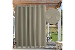 FicaRico Premium Windproof Outdoor Curtains for Patio, Waterproof Blackout Curtains with Grommets on Top and Bottom, Curtain for Gazebo, Porch, Customizable Sizes, 1 Panel, W72 xH84, Light Brown