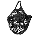 Gemini_mall® Mesh Bag Organic Cotton String Shopping Tote Net Woven Re-usable Bag (Black)