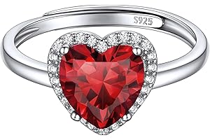 ChicSilver Anello Argento 925 Regolabile Donna Pietra Portafortuna 12 Mesi Forma Cuore, Confezione Regalo