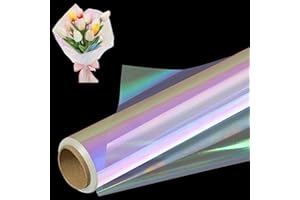 Bekeify Involucro Per Cellulofano Foglio Olografico Carta da Imballaggio Regalo 1 Rotolo 80CM x 15M Film Iridescente Carta di Cristallo in Foglio di Lustro per Natale Compleanno Candy Flower
