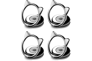 aceyoon 4 Piezas Anillo Movil Gato, Universal Soporte Móvil 360° Rotación Soporte Teléfono Ultrafino 3mm para iPhone 13 Pro MAX Mini 12 11 XS XR X 8, para Galaxy Note/S/A, para Huawei y más (Plata)