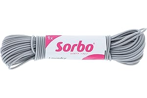 Sorbo Linka do suszenia prania ze stalowym rdzeniem 20 m – wytrzymała, antypoślizgowa linka do suszenia prania z elastyczną powłoką z tworzywa sztucznego – nadaje się do suszarki na pranie, suszarki