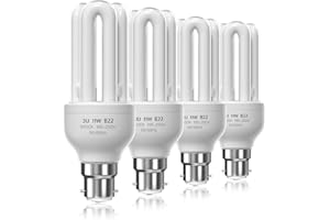 BrightArk Energy Saving Bulbs 11W Bayonet B22 Daylight White 6500K, CFL Low Energy Light Bulbs 11W=60W, 3U CFL Compact Fluorescent Stick Bulbs, Non-Dimmable, 4 Pack