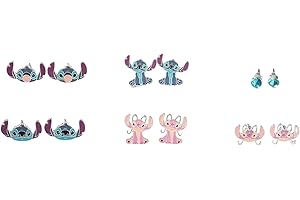Claire's Disney Stitch Earring Set - 6 Pack Stud Earrings - Cute Lilo & Stitch Ohana Jewellery Gift for Girls & Women