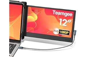 Teamgee Laptop Screen Extender, 12” Portable Monitor for Laptop FHD 1080P Glare-Free IPS Dual Screen, Works with Mac Windows Android Chrome Linux, Fits 13”~16.5” Laptops, Built-in Speakers & HDR