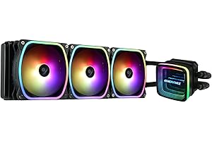 ENERMAX AQUAFUSION ADV ARGB 360 AIO Liquid CPU Cooler - Dual Chamber Pump - Infinity Mirror Design - Intel LGA1700/AMD AM5 Support 380W+ TDP (3x SquA RGB ADV 120 PWM) ELC-AQFA360-SQA, Black
