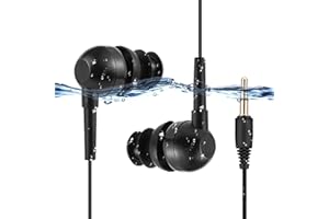 AGPTEK IPX8 wasserdichte Kopfhörer Sportkopfhörer Im-Ohr Headset Schwimmen Ohrhörer für iPhone 7, 7 Plus, 6, 6S, SE, Samsung Galaxy S8, S7, Edge S6, E11, Schwarz