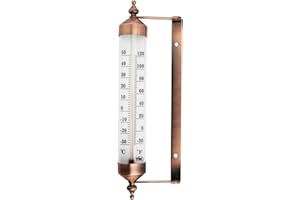 THERMOMETER WORLD Termometro da esterno con design effetto bronzo, elegante termometro da giardino, adatto per esterni, per manometro di temperatura da parete, serra, garage, facile da appendere