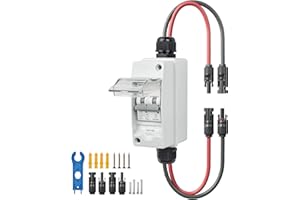 PJERJZN Solar Disconnect Switch 40A 400V DC/AC Miniature Circuit Breaker with Waterproof Box UV Resistant for Solar Panel PV Systems and Battery Applications