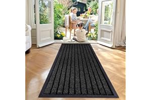 Cozy Haven Rubber Runner Rug – Outdoor & Indoor Heavy Duty Washable Non-Slip Runner Rug for Kitchen Garden, Inside & Outside Floor Mats, Waterproof and Dirt Trapper Entrance Rug (60x180 cm, Black)
