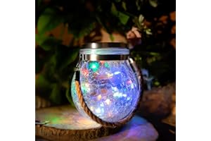 M Ledme - Lanterne solaire extérieure en verre multicolore, SphereGlass pour jardin RGB, Lumière solaire avec support amovible, lampe solaire pour jardin, extérieur, pelouse, Noël, camping