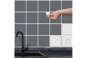 FoLIESEN - Fliesenaufkleber 15x15 cm | selbstklebende Fliesen-Folie für Bad & Küche | entfernbare Klebe-Folie für Wandfliesen Küchenrückwand & Bordüren | 80 Klebefliesen, Betongrau matt