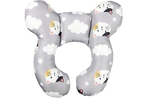 YLYDMY Baby Reisekissen,Kinderwagen Autositz Weiches,Baby Reise Nackenkissen,für 0-1 Jahre altes Baby,Verhindert das Abkippen des Kopfes im Schlaf (Kätzchen)