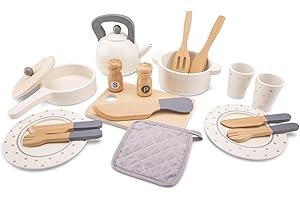 New Classic Toys Ensemble de Vaisselle Jouet en Bois