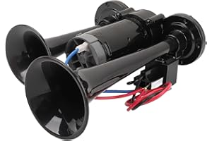 BANAPOY Tromba d'aria 24 V 130 DB, corno d'aria a doppia tromba super rumoroso, corno treno per camion con compressore, corno d'aria elettrico per camion, treni e barche