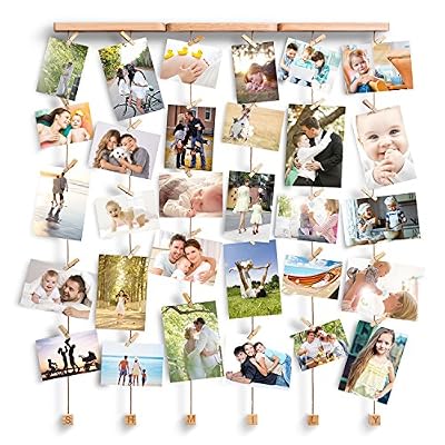 Love-KANKEI Cadre de photo mural - 66*29 CM avec 30 petites pinces-Ensemble cadre de multi-image