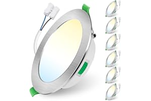 ALUSSO LIGHTING Focos Led Interior Techo,10W 800LM downlight led techo empotrable,3CCT 3000K 4000K 6500K, IP44 Corte 125-135mm, Foco Empotrable Led Techo Para baño,Cocina, dormitorio,Níquel,6 Pack