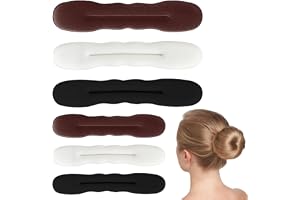 6 st Magiska Hårknutar Hair Bun Maker, Svart Vit Brun | Uppgraderade hårhållare, Svampklämmor, 3 stora 3 liter, För kvinnor och flickor