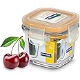 GLASSLOCK Korea Tempered Glass Container, 120 ml, Square - Microwave Safe Food Storage Box with Lid, Airtight - Classic Type Kitchen Jar, Fridge Safe