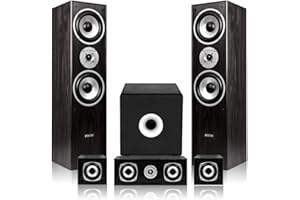 Fenton 5.1 Black Surround Sound Hi-Fi Speaker Package | Complete Home Theatre System, Immersive Audio, Powerful Bass, Easy Setup, Ideal for Movies, Music, and Gaming