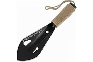 BSSOWE Gartenschaufel, Camping Schaufel, Mini Metall Gartenschaufel, Gartenschaufel Klein, Handschaufel Garten, Mini Schaufel, Tragbare Metall Gartenschaufel, für Gartenbau Camping (Schwarz)