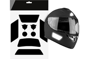 Autodomy Lot de 9 Autocollants Réfléchissants pour Casque de Moto | Bandes adhésives Universelles pour la Sécurité et la Visibilité | Sport Design (Noir Réfléchissant)