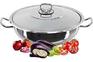 HASCEVHER GASTRO Premium Shallow Casserole Pot With Lid Stainless Steel Pan Induction Base (24 x 6 cm)