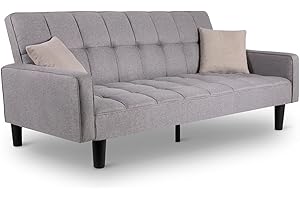 Mc Haus Hug Gris - Sofá Cama Acolchado y tapizado en Tela Transpirable, 3 plazas, Gris