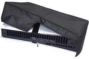 Horizontal Dust Cover For PS5 Pro Console, Cemobile Oxford Fabric Anti-Scratch Waterproof Dust Guard With Back Cable Port For SONY Playstation 5 Pro Console Digital & Disk Version (Black)