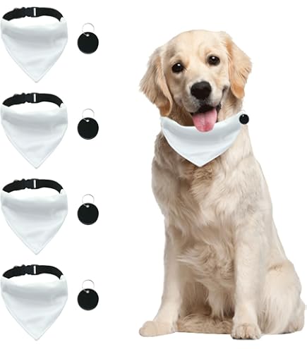 thumbnail interactive-video image 1 of HACRAHO Blank Dog Bandana, 4 PCS Red Pet Bandana Collar With Quickly Release Buckle Adjustable Sublimation Dog Bandana With Removable Red Collar For 1 of 11