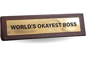 Boxer Gifts 'World's Okayest Boss Joke Desk Sign – Zabawny prezent menedżera dla tajemniczego Mikołaja – nowość artykuły biurowe