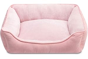 Hollypet Legowisko dla małego psa, legowisko dla zwierząt domowych dla kotów i szczeniaków, miękkie legowisko do spania dla zwierząt domowych, oddychająca poduszka dla zwierząt domowych, różowe (55 x
