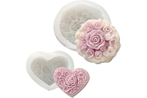 FYting 2 Pièces Moule Bougie,Moule Silicone Fleur,Moule Savon Silicone,Pour Fabriquer Des Bougies, Du PlâTre, De LAromathéRapie, Des Travaux Manuels, Pour Les Mariages, Les Anniversaires, Noël