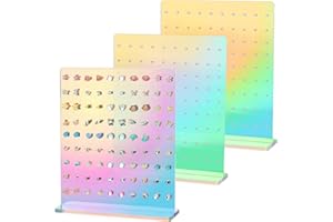 NiHome 3er-Set Ohrring-Halter 90 Löchern, Irisierend, Ohrring Ständer, Ohrring Organizer, Acryl-Ohrringhalter, Organizer für Mädchen und Frauen
