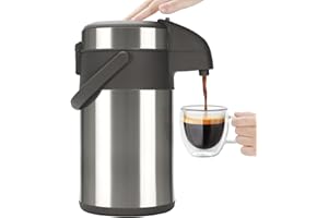 Olerd Thermos a pompa per caffè, 3 l, in acciaio inox, dispenser per bevande calde e caraffa per acqua calda, perfetta per caffè e tè