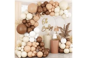 FRIGG Brown Balloons Birthday Party Decoration, Balloon Garland Consisting of Balloons White, Brown and Beige, Balloon Arch for Baby Shower Decoration Boy, Baby Shower, First Birthday Boy, Safari Decoration