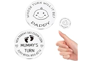 KWKPR 2 Pezzi Moneta Decisionale Regalo per Neo Genitori, Regalo Neomamma, Regalo Neonato, Moneta di Decisione Regalo Neo Mamma Papà, Neonato Accessori Utili