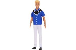 Barbie Fashionistas Ken Doll #226 Wearing a Removable Western Shirt, Pants & Boots, Blonde Fashion Doll, 65th Anniversary Collectible