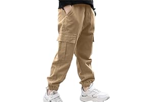 YiZYiF Enfant Garçon Pantalon de Cargo Multi-Poches Casual Taille Élastiquée Jogging Pantalon de Sport Danse Hip-hop Running Pantalon pour Hiver 5-14 Ans