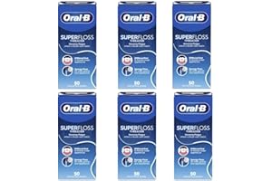 Oral-B Fil-dentaire Super Floss - Goût de menthe - 50 fils précoupés (Lot de 6)