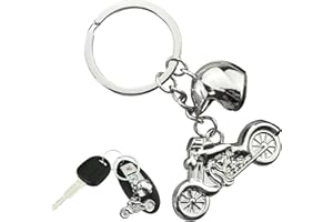 Shenlong 3D Metal Motorbike Helmet Keyring - Motorcycle Keychain Gift for Men and Women (Silver)